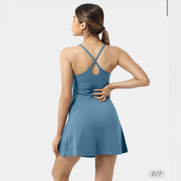 Everyday Cloudful™ Fabric Backless 2-in-1 Flare Workout Dress-Wannabe - Picture 2 of 8